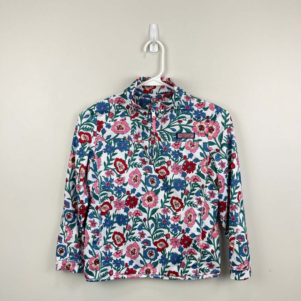 Vineyard Vines Girls Performance Printed Shep Shirt Tisbury Floral M 10-12